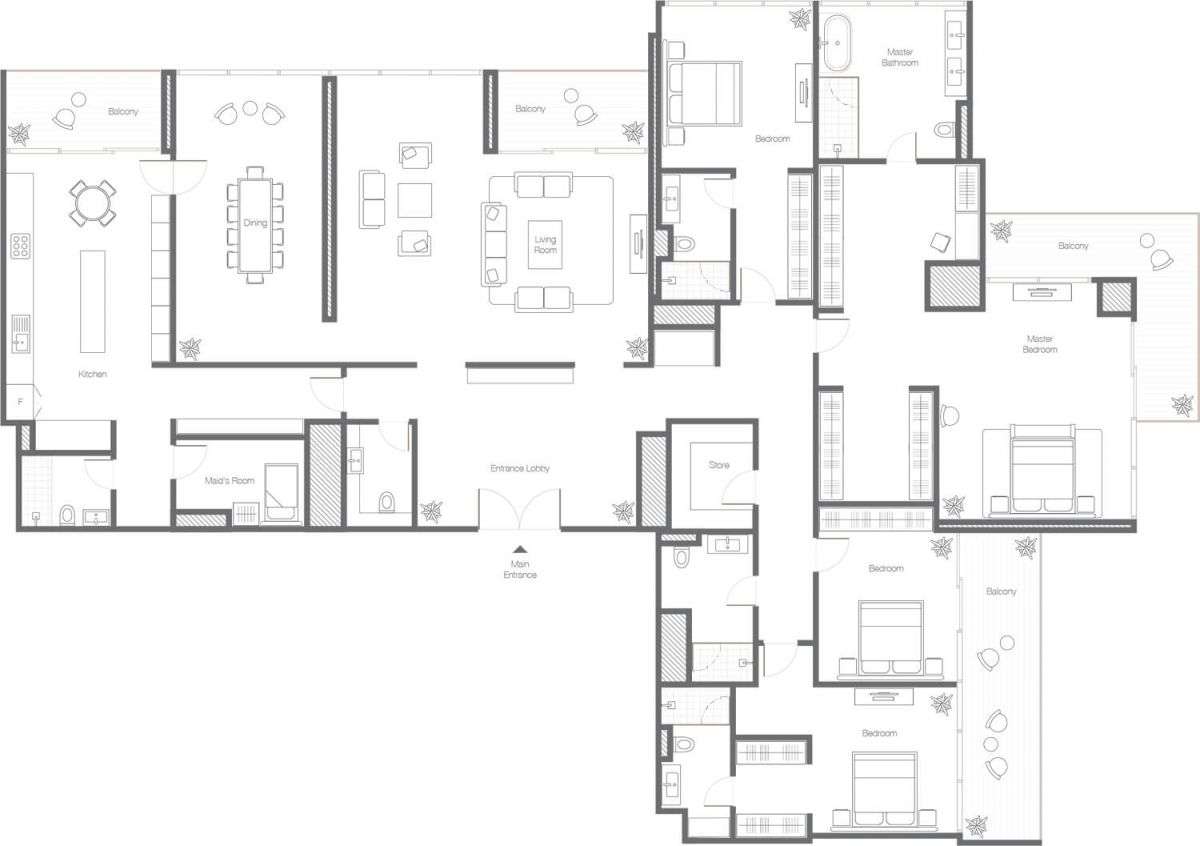 Penthouse Type 4A, Size 4072 Sq Ft